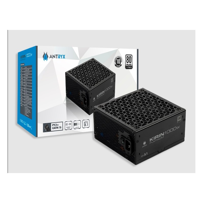 FUENTE DE PODER ANTRYX KIRIN 1000W 80 PLUS PLATINUM MODULAR.
