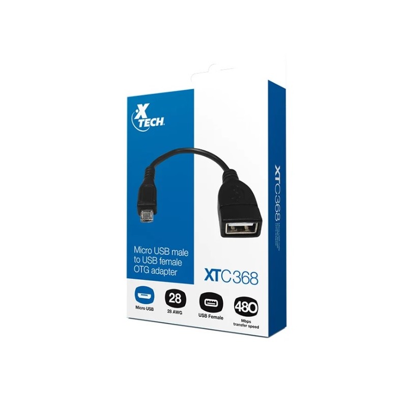 ADAPTADOR MICRO-USB MACHO A USB-A HEMBRA XTC-368 - XTECH