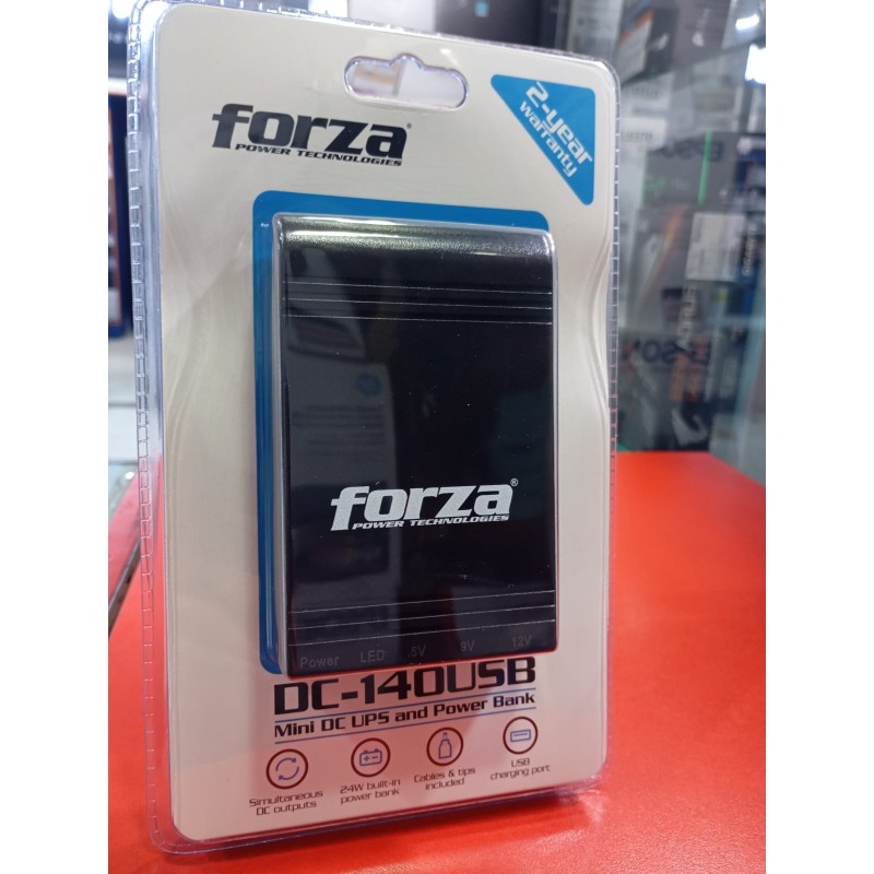 UPS DC-140USB FORZA Y CARGADOR PORTÁTIL DE 24W, PTO USB, SALIDAS DE 5/9/12VCC