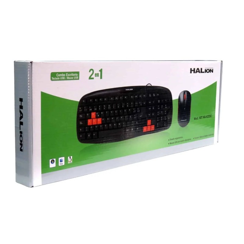 KIT TECLADO MOUSE USB HALION HA-K233C